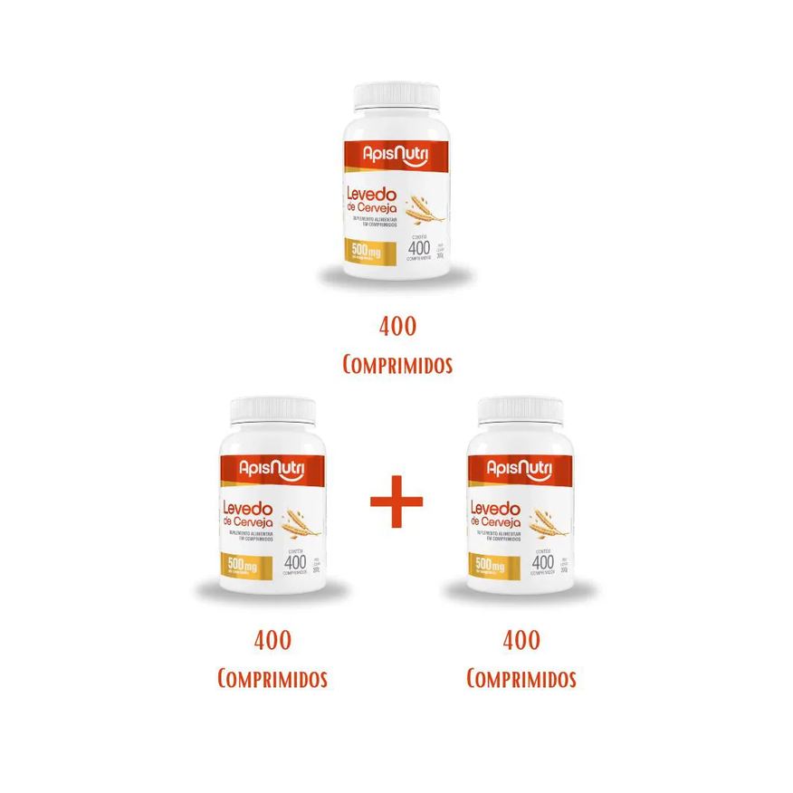 Apisnutri Kit 3 Levedo de Cerveja com 400 comprimidos