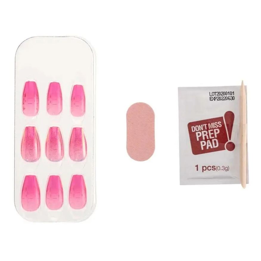 Kiss Unha Postiça Autocolante Press&go Pink Jelly