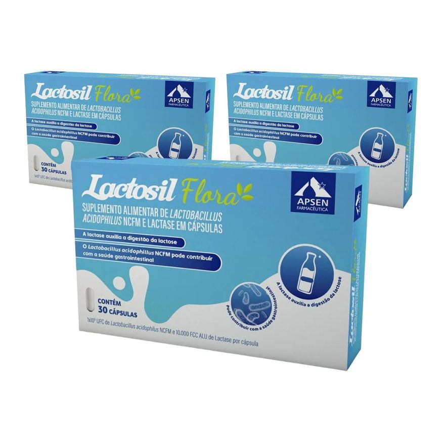 Apsen Kit 3 Suplemento Vitamina Lactosil Flora 30 Cápsulas