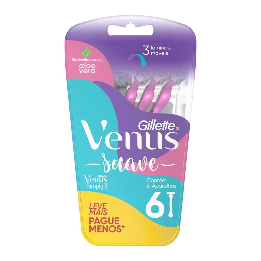 Gillette Depilador Descartável Venus Suave 6 unidades