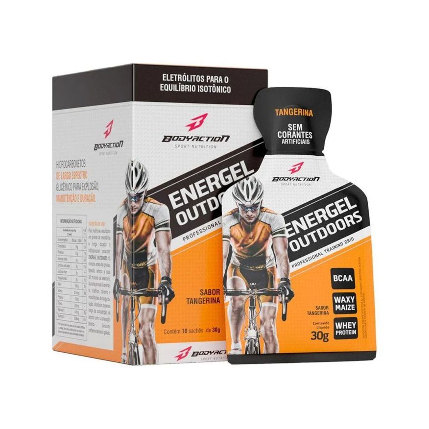 Body Action Energel Outdoors Caixa com 10 Sachês (300g) - Sabor: Tangerina