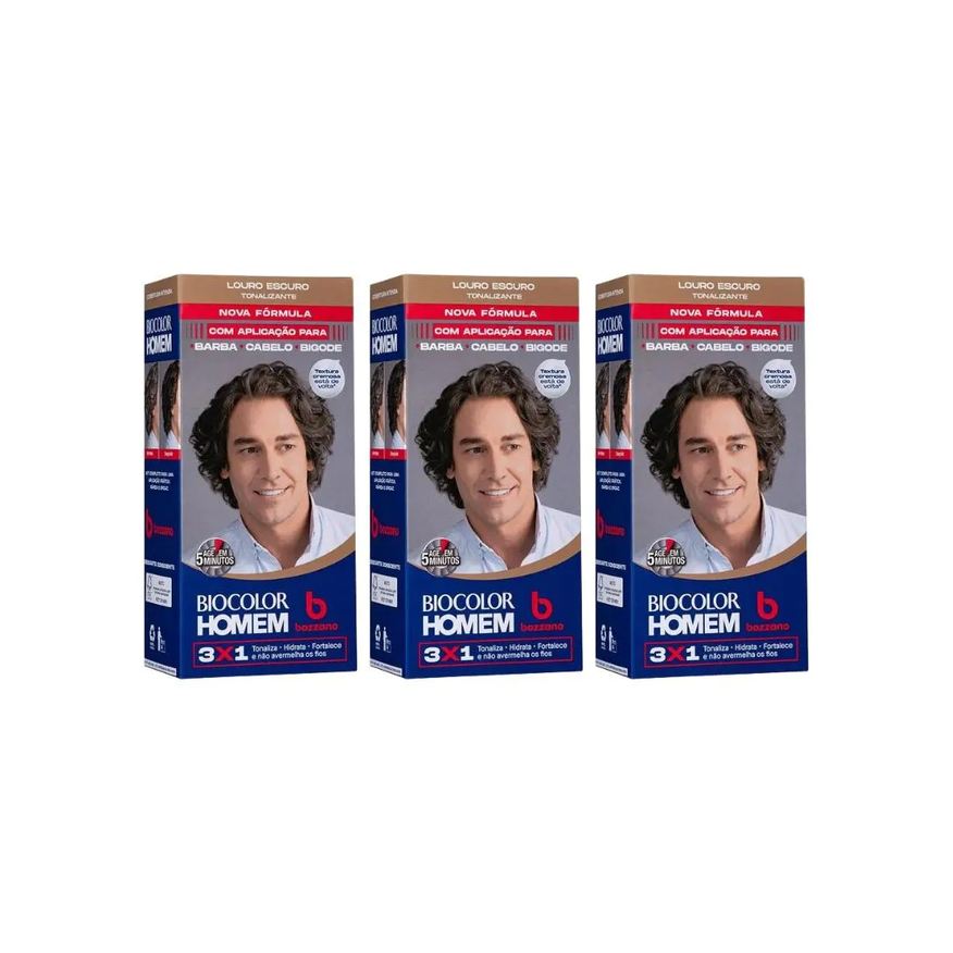 Bozzano Coloraçao Biocolor Homem Louro Escuro - Kit C / 3un