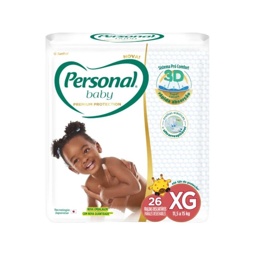 Personal Fralda Descartável Premium Tamanho Xg - 9 Pacotes com 26 Fraldas - Total de 234 Tiras