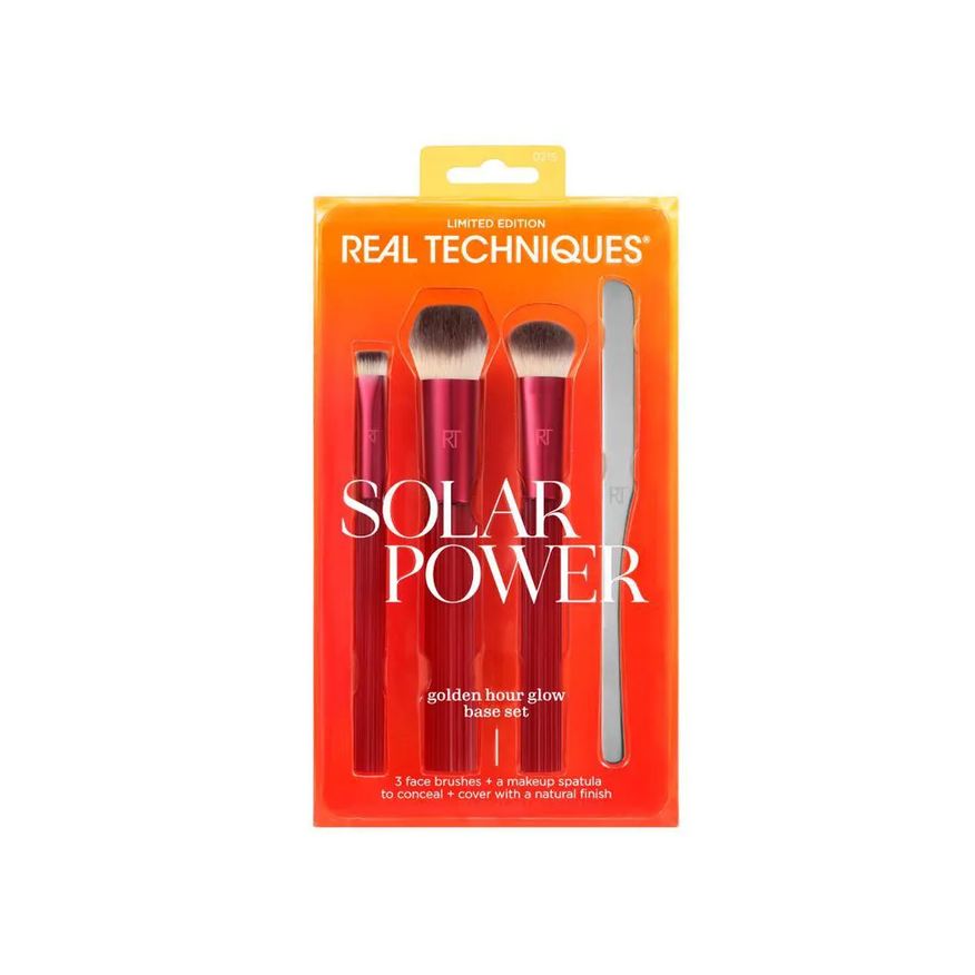 Real Techniques Solar Power Golden Hour Glow Base Set Kit Pincéis 70g
