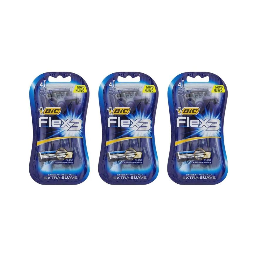 Bic Aparelho de Barbear Flex 3 com 4un - Kit C / 3un