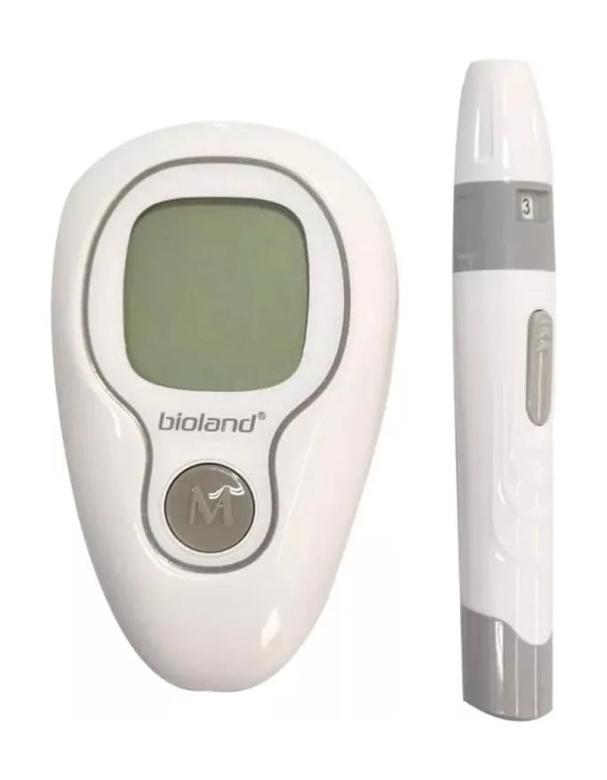 Bioland Aparelho de Medir Glicose Completo com Caneta Lancetadora e 10 Lancetas e 10 Tiras