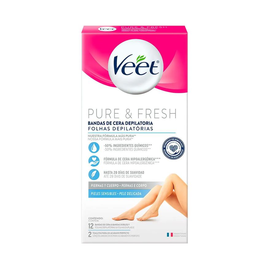 Depilatória Folha Pernas e Corpo Veet Pure & Fresh 12 unidades