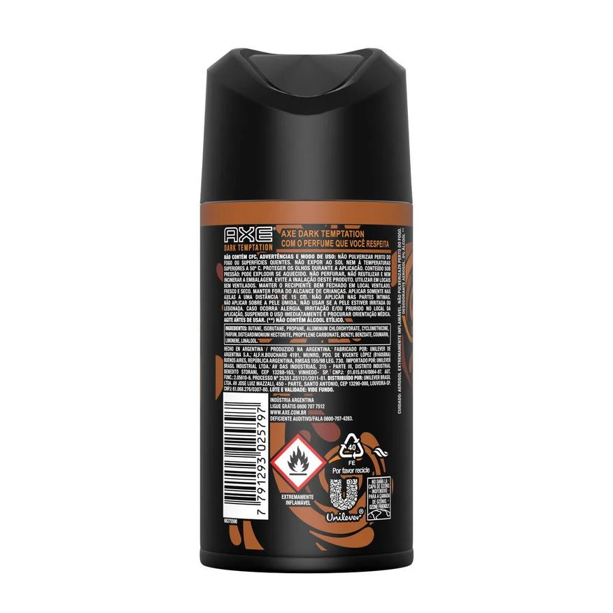 Antitranspirante Desodorante Spray Axe Dark Temptation Masculino 48h 150ml