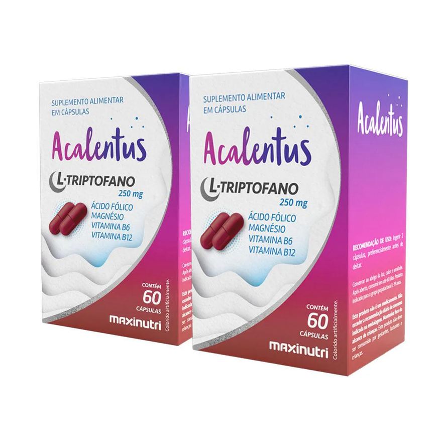 MAXINUTRI KIT 2 ACALENTUS L-TRIPTOFANO ÁCIDO FóLICO MAGNéSIO VITAMINA B6 E B12 60 Cápsulas