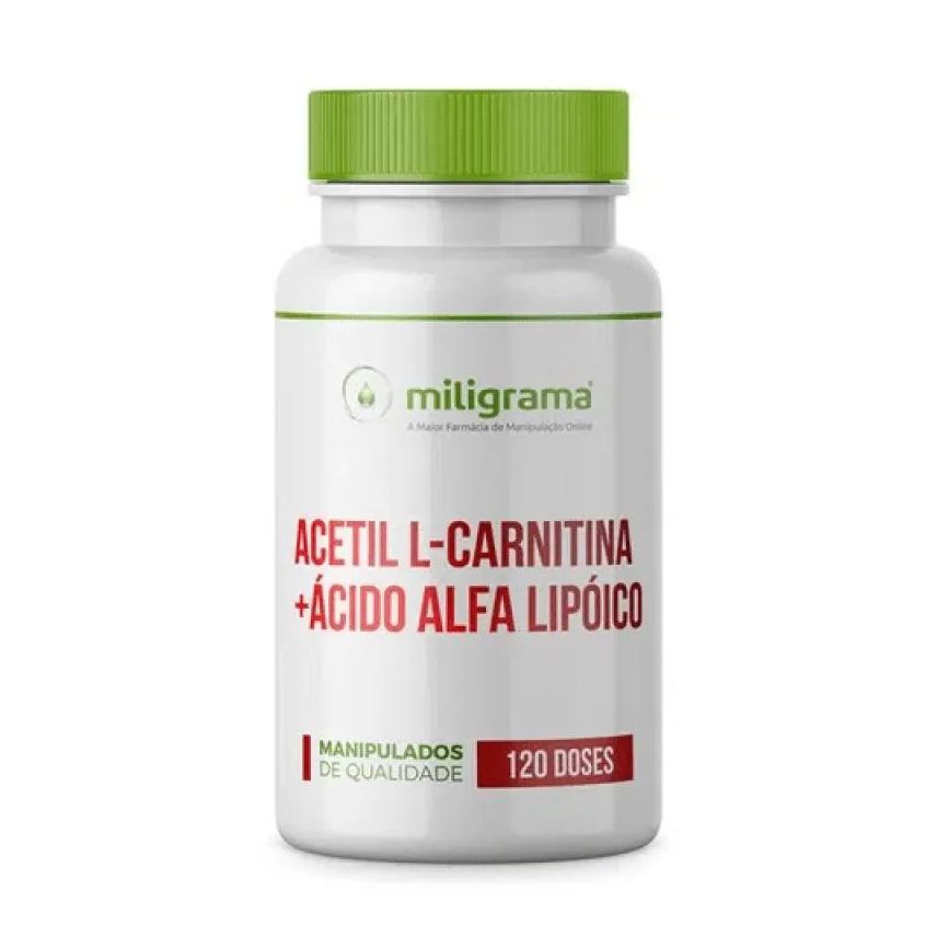 Miligrama Acetil L-carnitina 500mg + Ácido Alfa Lipóico 200mg 120 Doses