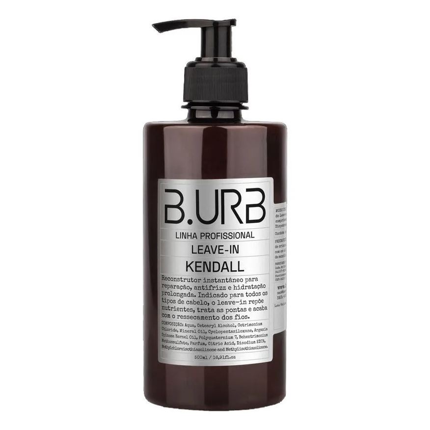B.urb Leave-in Kendall 500ml Profissional Anti Frizz e Reparação Barba Urbana