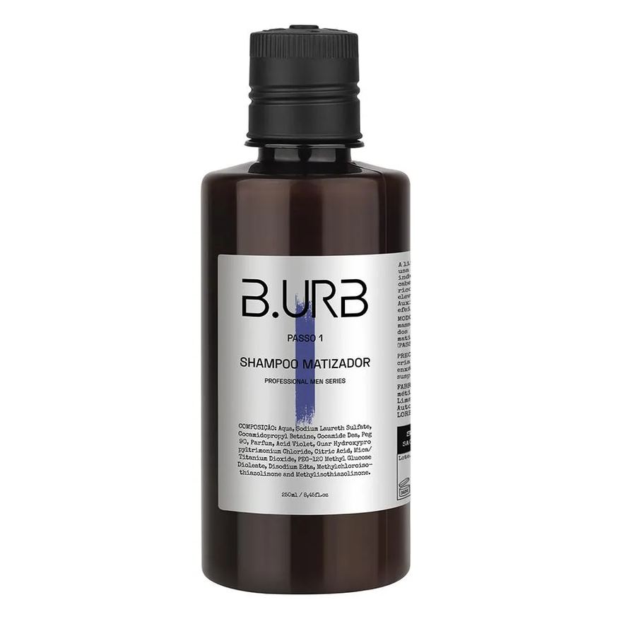 B.urb Shampoo Matizador Profissional Neutraliza Amarelado e Ilumina 250ml Barba Urbana