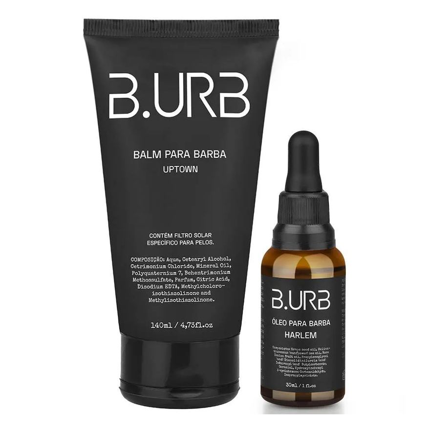 B.urb Kit Balm Uptown + Óleo Harlem Amadeirado Barba Urbana