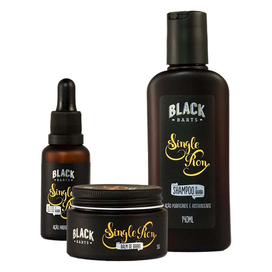 Black Barts Kit Barba Balm em Cera + Shampoo + Óleo Hidratante Single Ron
