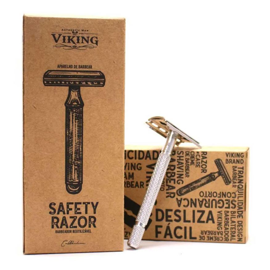 Viking Aparelho de Barbear Retrô de Metal Safety Razor Reutilizável