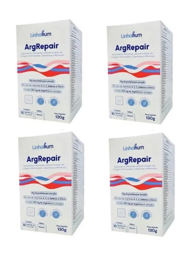 Linhahum Kit 4 Cx Argrepair Suplemento Cicatrização Pós Op Neutro