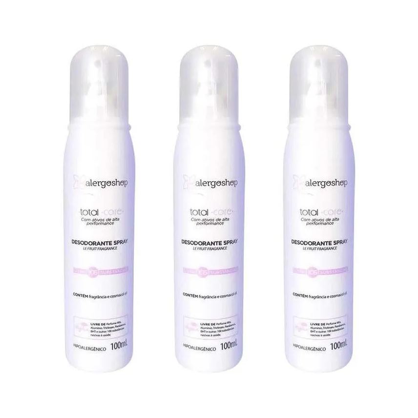 Alergoshop Kit 3 Desodorante Spray Le Fruit Hipoalergênico Total Care 100ml