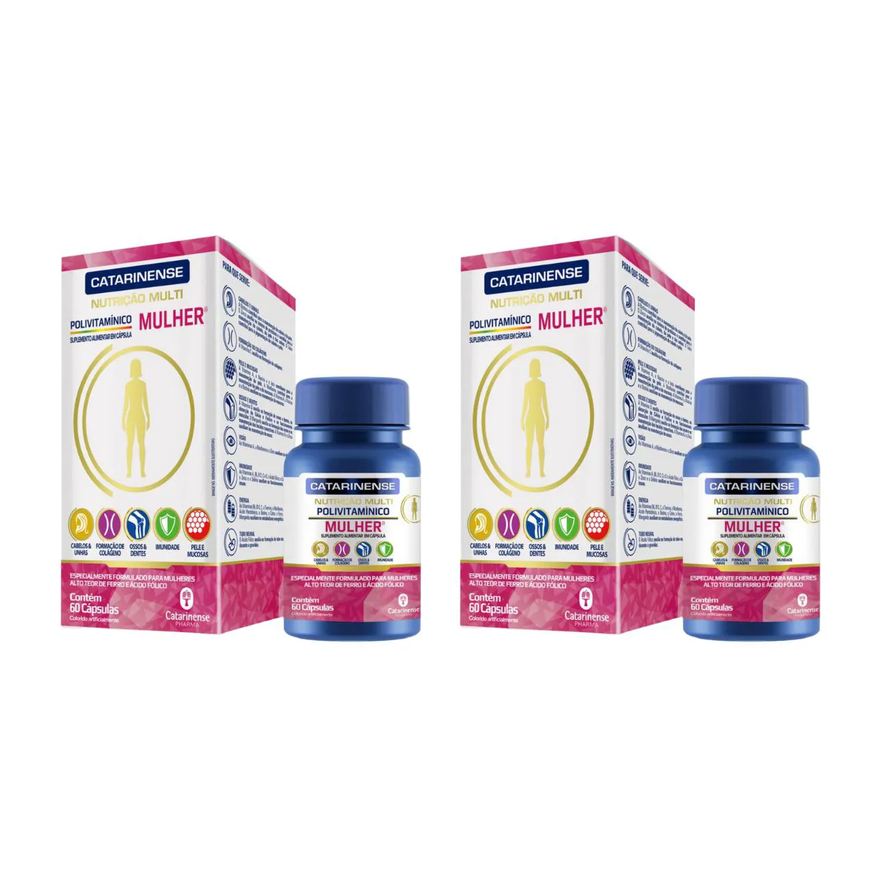 Catarinense Kit 2 Suplemento Vitamina Mulher 60 Cápsulas