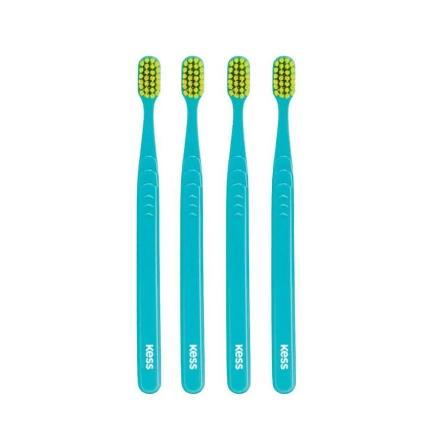 Big Universo Kit Escova Dental Extra Macia Kess Pro Pocket Belliz Verde Água C/4