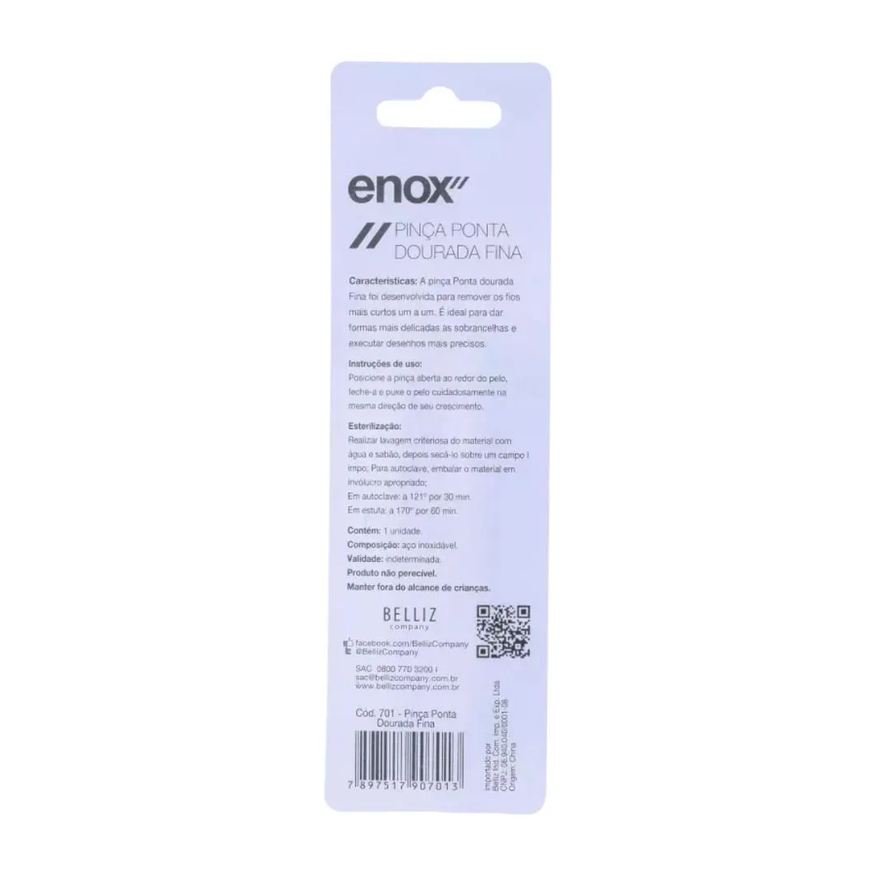 Pinças Kit Belliz Enox Ponta Dourada Fina Cod.701 C/3