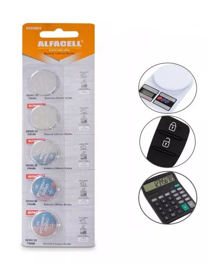 5- Kit Bateria Cr2032 para Chave Canivete Alarme de Carro