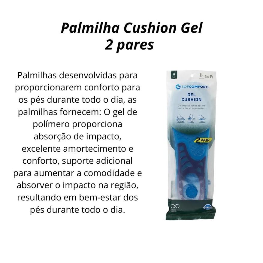 Sofcomfort Palmilha Cushioning Gel (2 Pares) Masculino 39 a 44 Chantal
