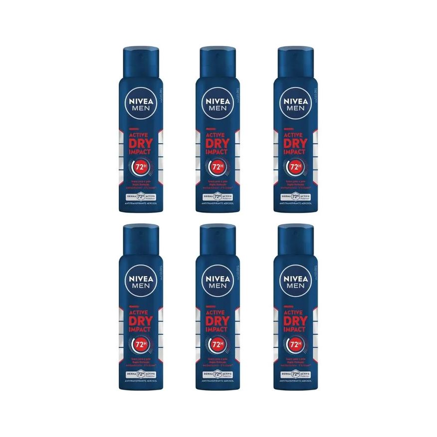 Nivea Desodorante Aero 150ml Masc Dry Impact - Kit C / 6un
