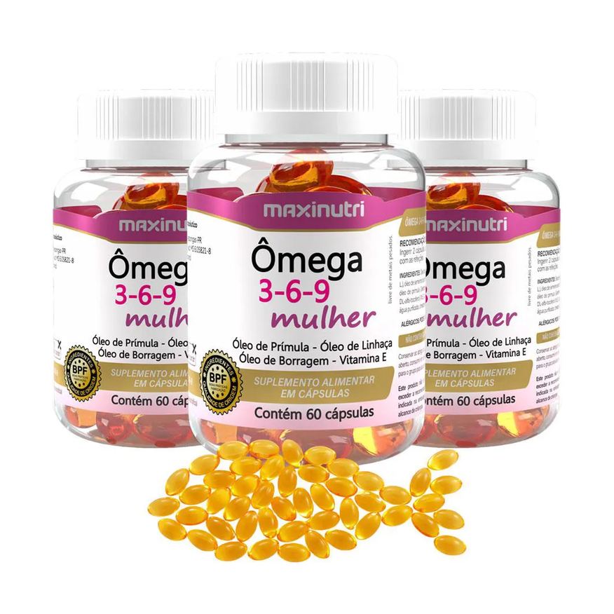 Maxinutri Kit 3 Ômega 3 - 6 - 9 Específico para Mulher 60 Cápsulas