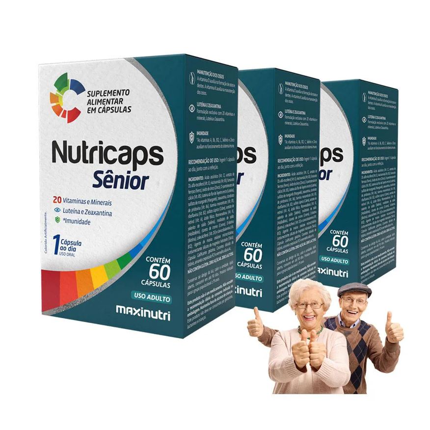 Maxinutri Kit 3 Nutricaps Sênior Vitaminas E Minerais Luteína Zeaxantina 60 cápsulas