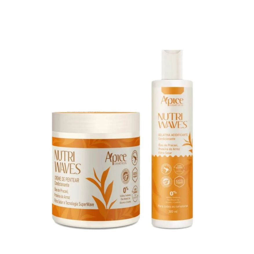 Apice Kit Creme de Pentear Condicionante Nutri Waves 500g + Gelatina Acidificante Nutri Waves 300ml