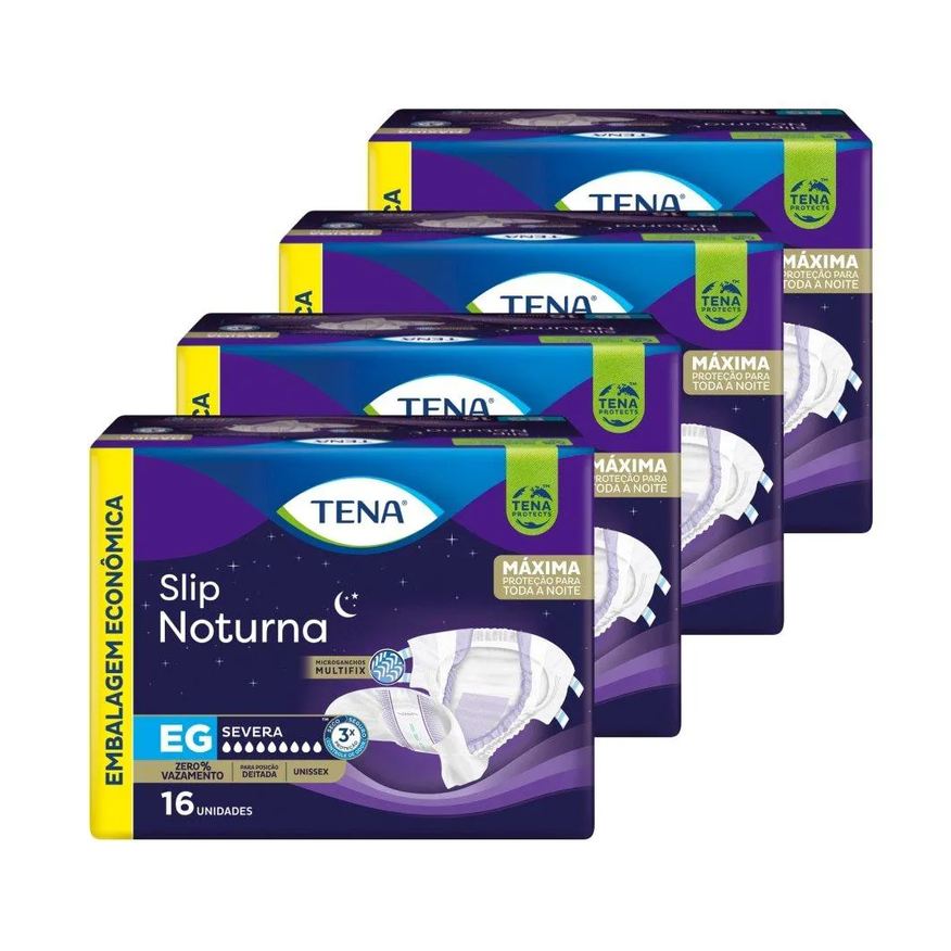 Tena Fralda Descartavel Adulto Slip Ultra Noturna Extra Grande - 4 Pacotes com 16 Fraldas