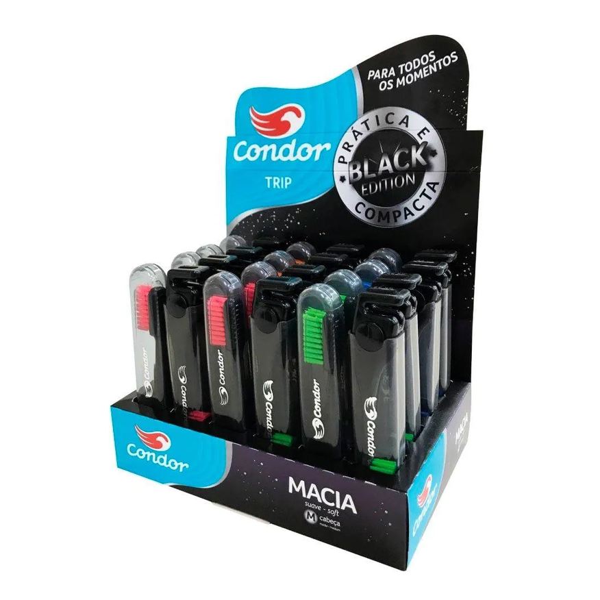 Condor Escova Dental Trip Black Macia - Embalagem C/ 24 Uni