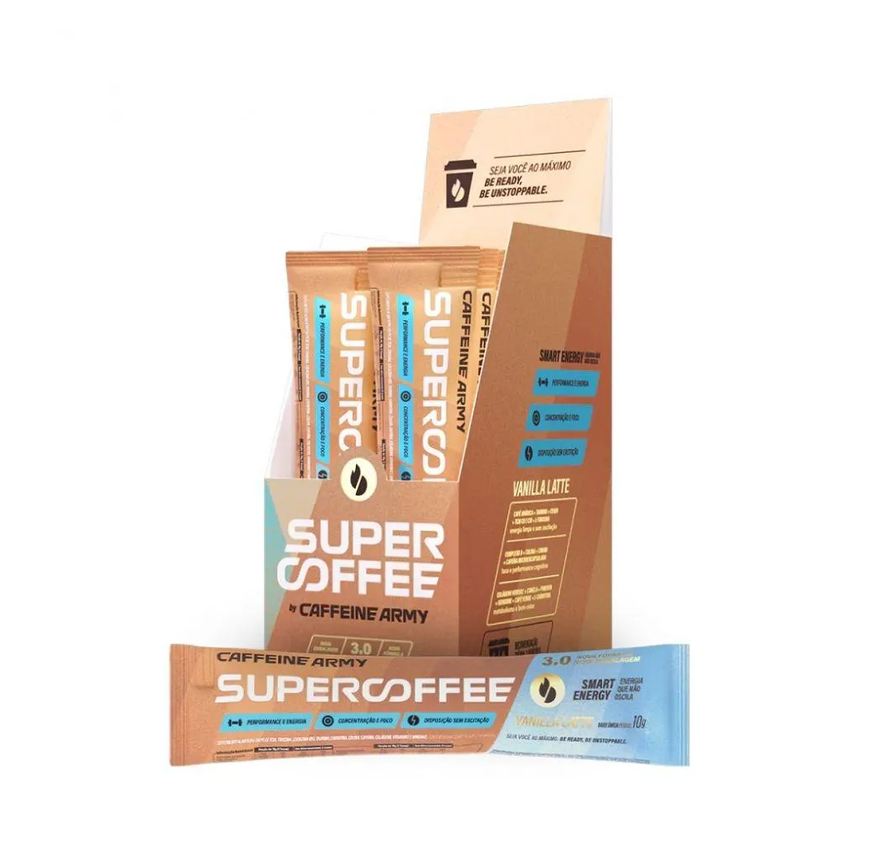 Caffeine Army Supercoffee 3.0 To Go Display (14 Sachês de 10g) - Sabor: Vanilla Latte