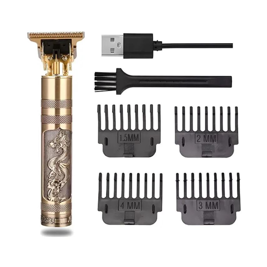 Aquilae Barbeador Profissional Dragão Dourado 4 Pentes Ajustáveis