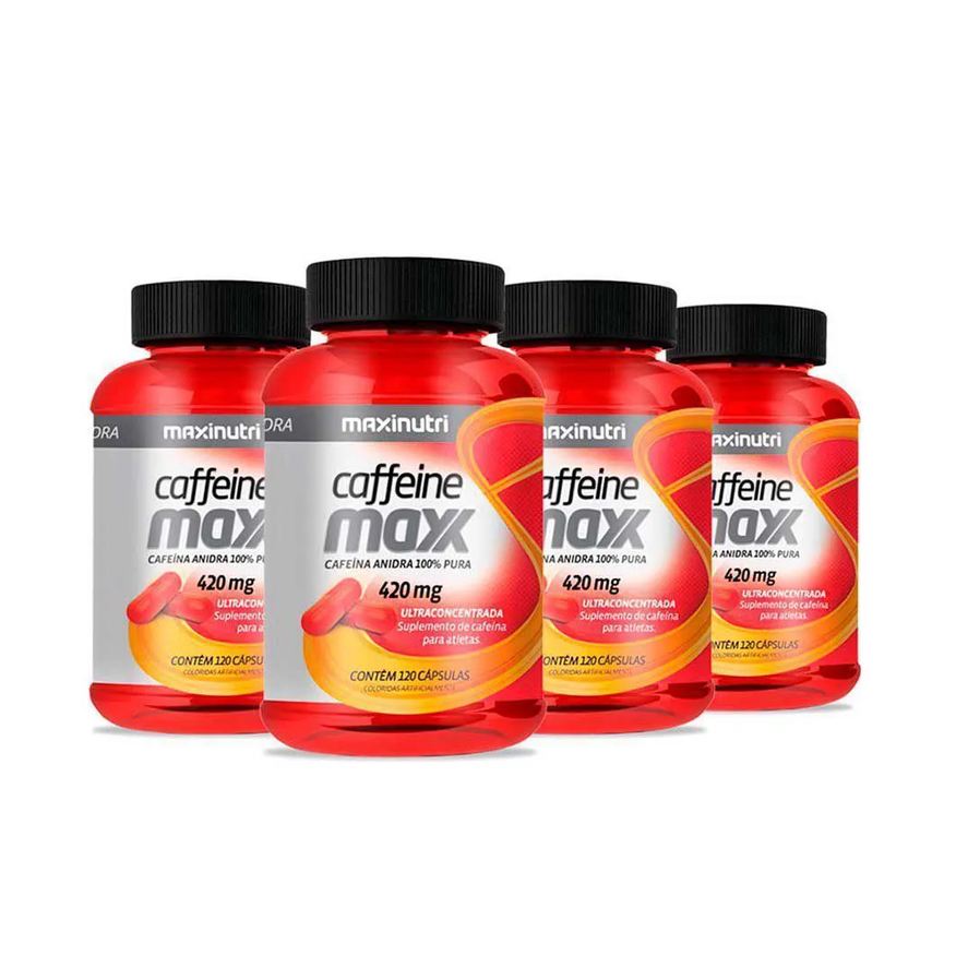 Maxinutri Kit 4x Caffeine Maxx 420mg 120 Cápsulas Redutor de Gordura