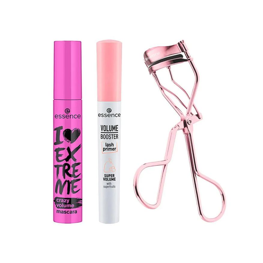Essence Kit Modelador de Cílios All The Way Up + Primer para Cílios Alongadora Volume Branco + Máscara para Cílios de Volume Preto