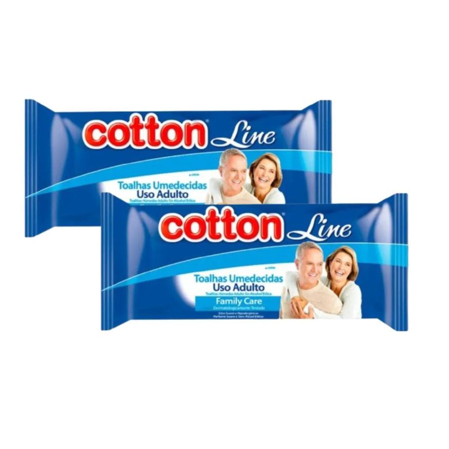 Cotton Line Toalhas Umedecidas Adulto Family Care Maciez e Frescor Kit C/12 Pacotes