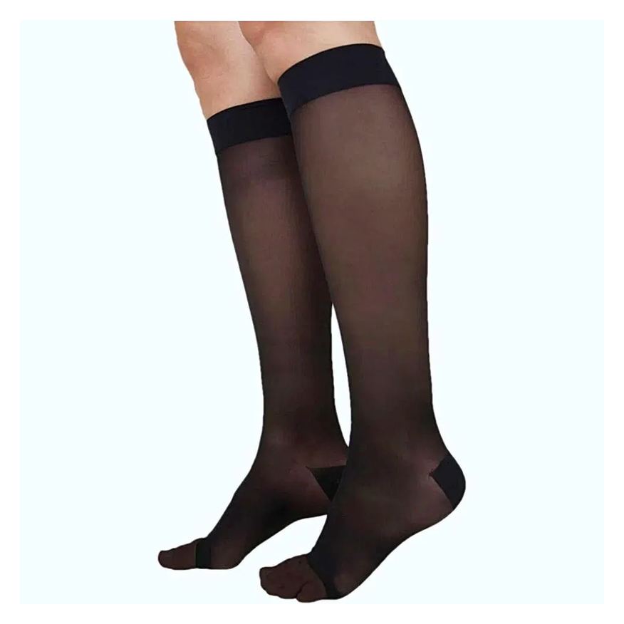 Sigvaris Meia 3/4 Ever Sheer - 20-30 Mmhg - Fechada - Preta - M2