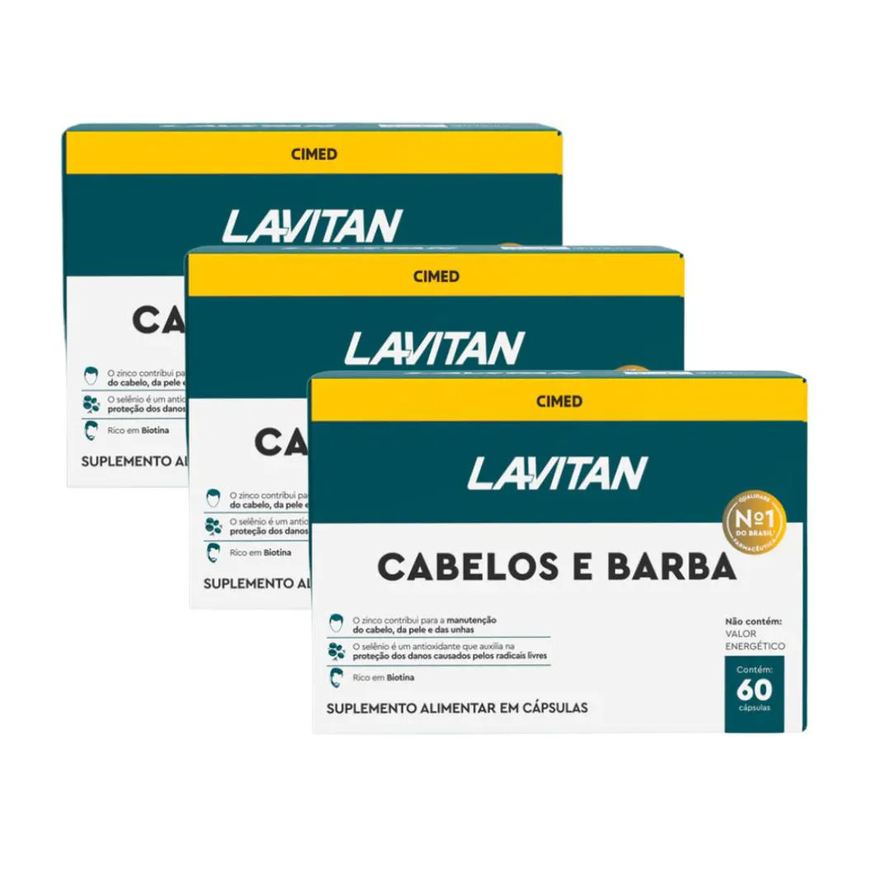 Cimed Kit 3 Lavitan Homem Cabelos e Barba - 60 cápsulas