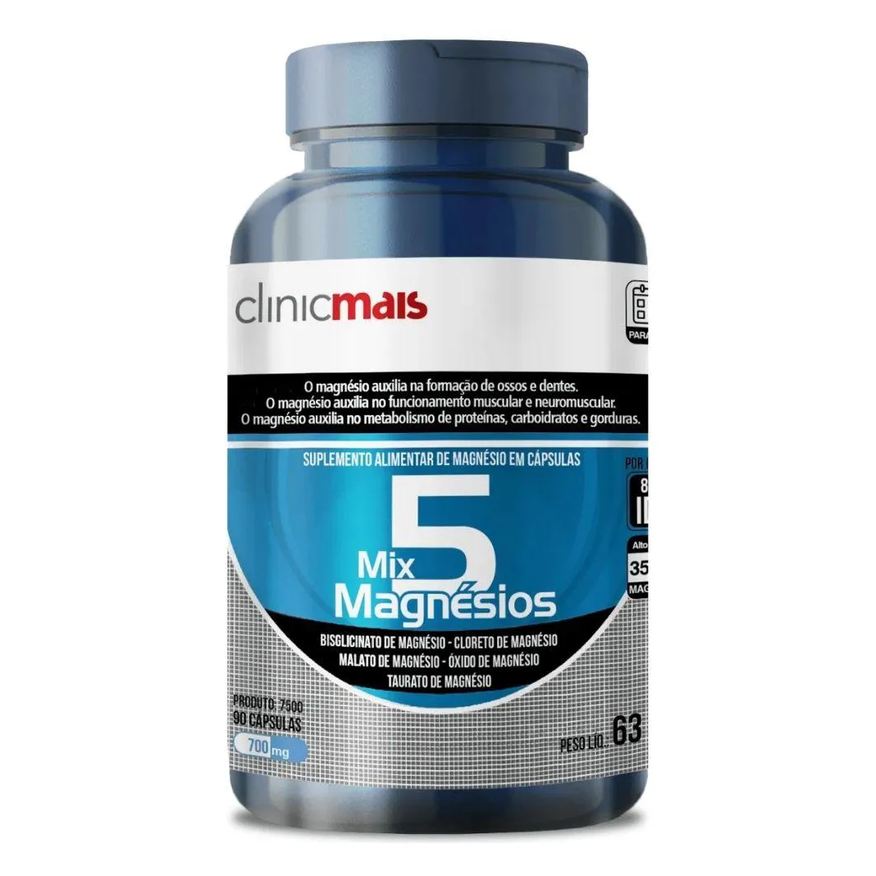 Clinic Mais 5 Mix Magnésios 90 cápsulas - Clinicmais