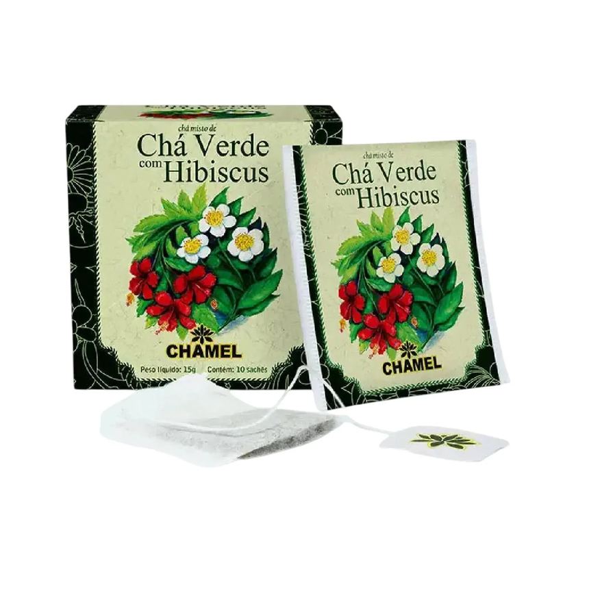 Chamel Chá Verde com Hibiscus com 10 Sachês 15g