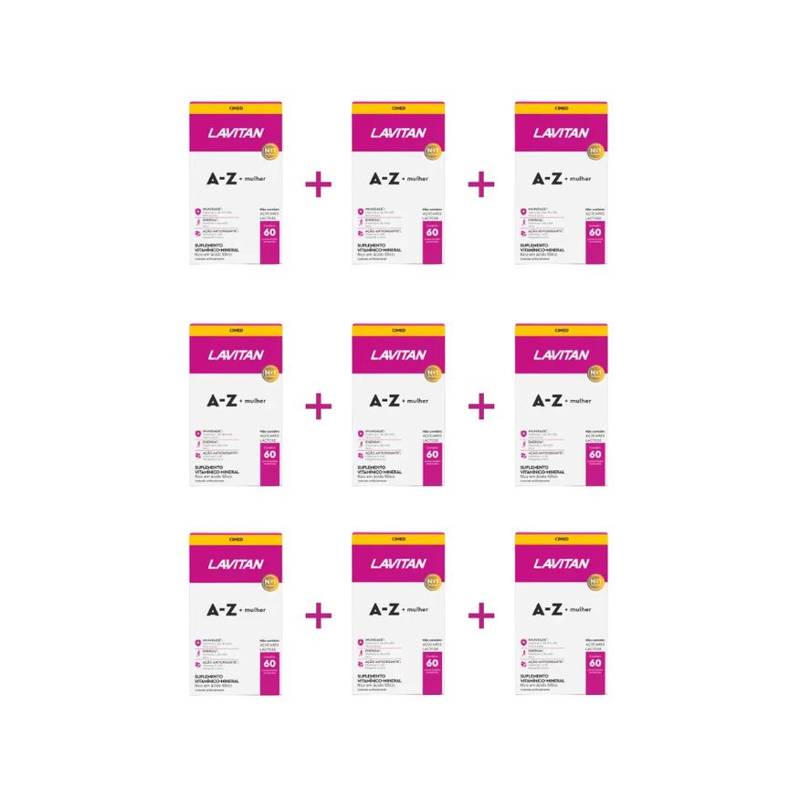 Cimed Kit 9 Lavitan A-z Mulher Suplemento com 60 Capsulas