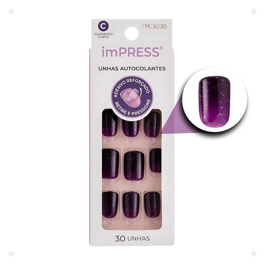 Kiss New York Unhas Autocolantes Quadrado Curto Kiss Ny Impress Arter Thought Imc303b