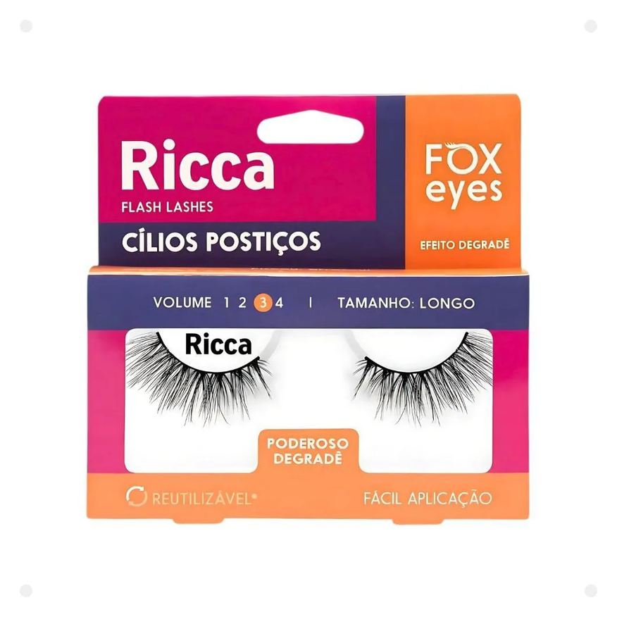 Ricca Cílios Postiços Belliz Fox Eyes Poderoso Degradê Vol:3 Longo Cód.2693