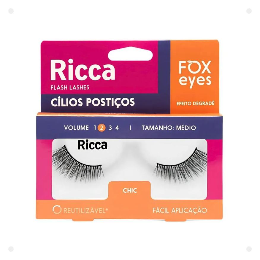 Ricca Cílios Postiços Belliz Fox Eyes Chic Vol:2 Médio Cód.2692
