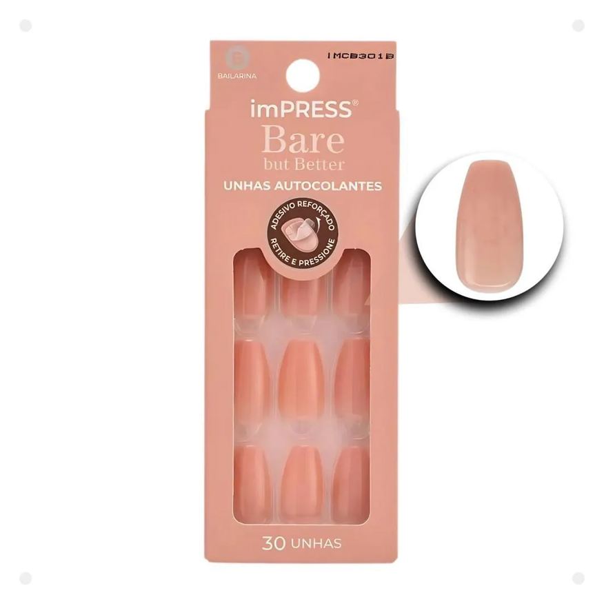 Kiss New York Unhas Autocolantes Bailarina Kiss Ny Impress Bare But Better Real World Imcb301b