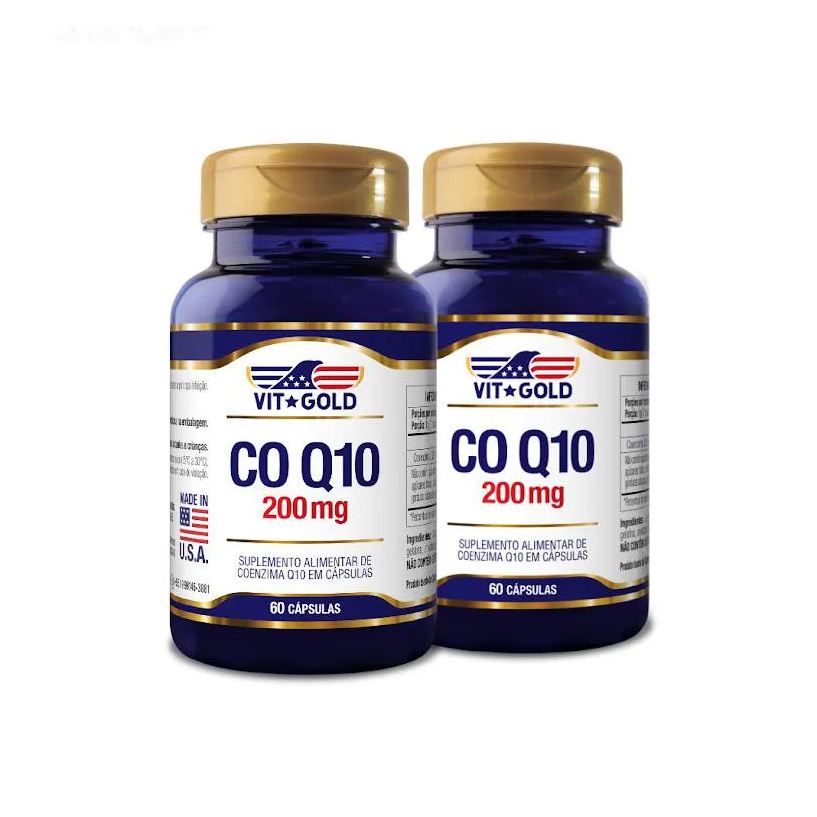 Vit Gold Coenzima Q10 CoQ10 200mg Vitgold Kit 2x 60 Cápsulas
