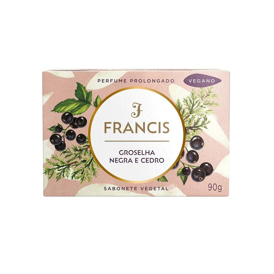 Francis Sabonete Luxo Preto (groselha Negra e Cedro) 90g - Embalagem com 12 unidades