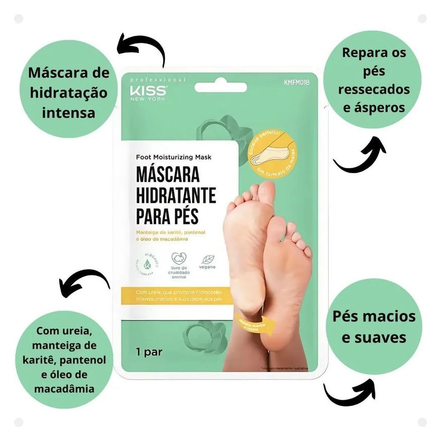 Hidratante Máscara para Pés Kiss New York Kmfm01b