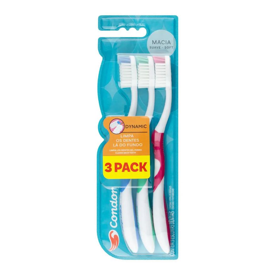 Condor Escova Dental Macia Dynamic 3 Unidades